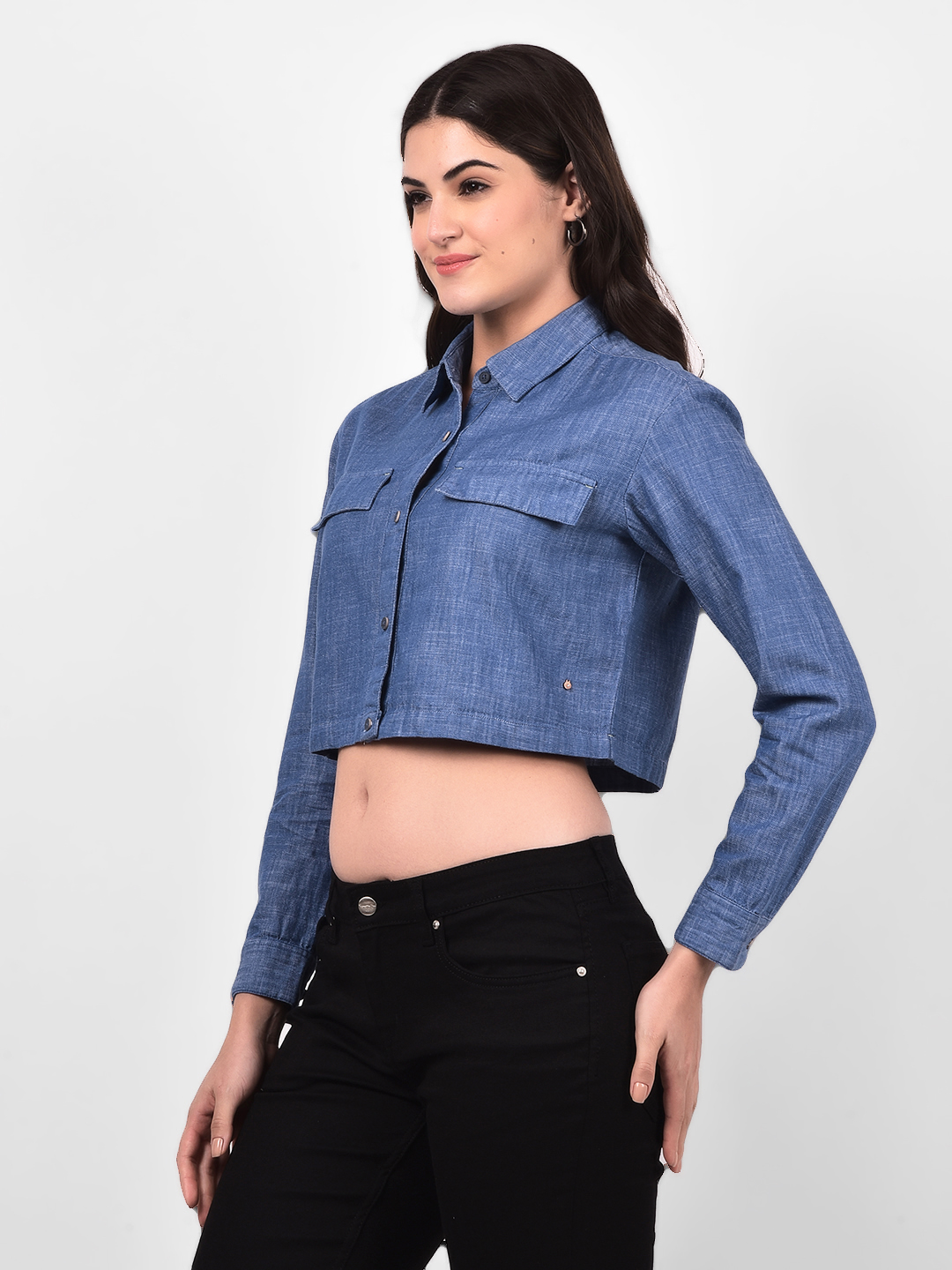 Numero Uno Women Cropped Denim Shirt